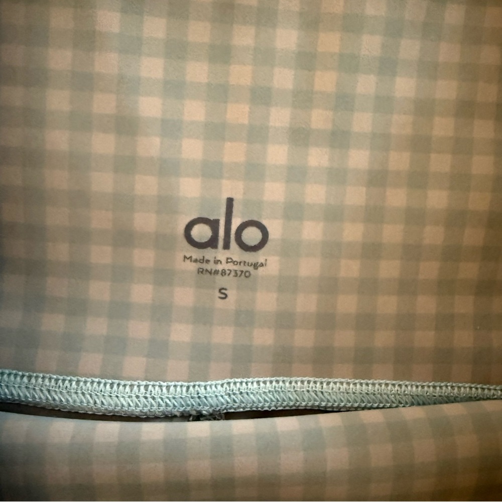 ALO Yoga Women's Blue Gray Check Bike Shorts - Picture 2 of 6